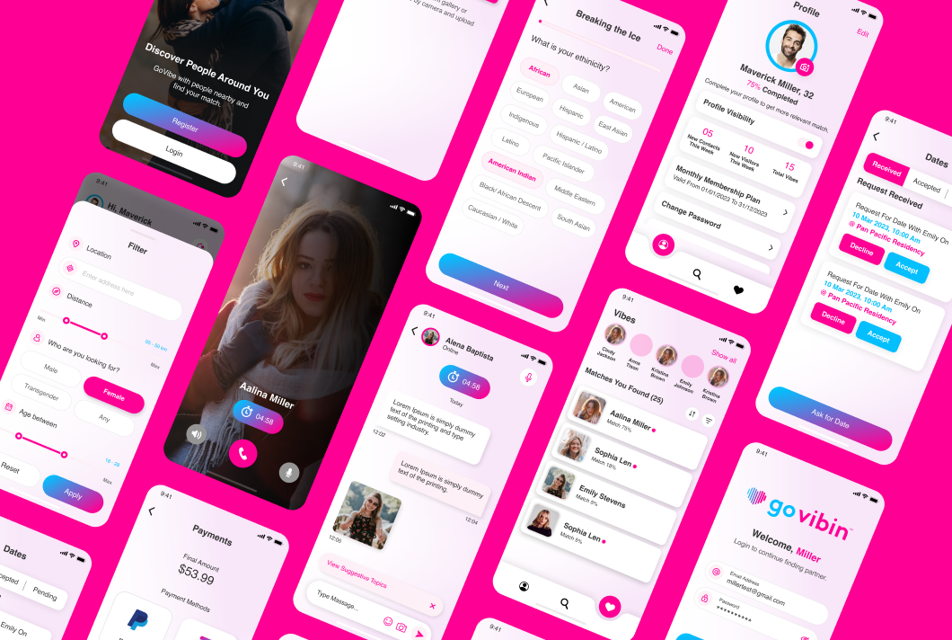 Go Vibin Mobile app UI
